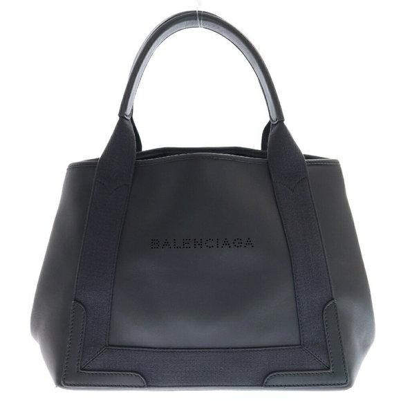 Balenciaga Black Pouch Punching Handbag Navy CABAS Blue - Picture 1 of 5
